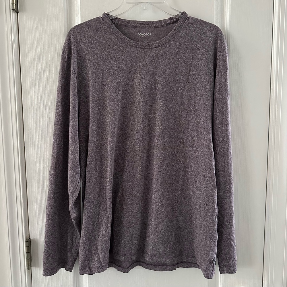 Men's Bonobos Heathered Purple Long Sleeve Tee Slim Fit